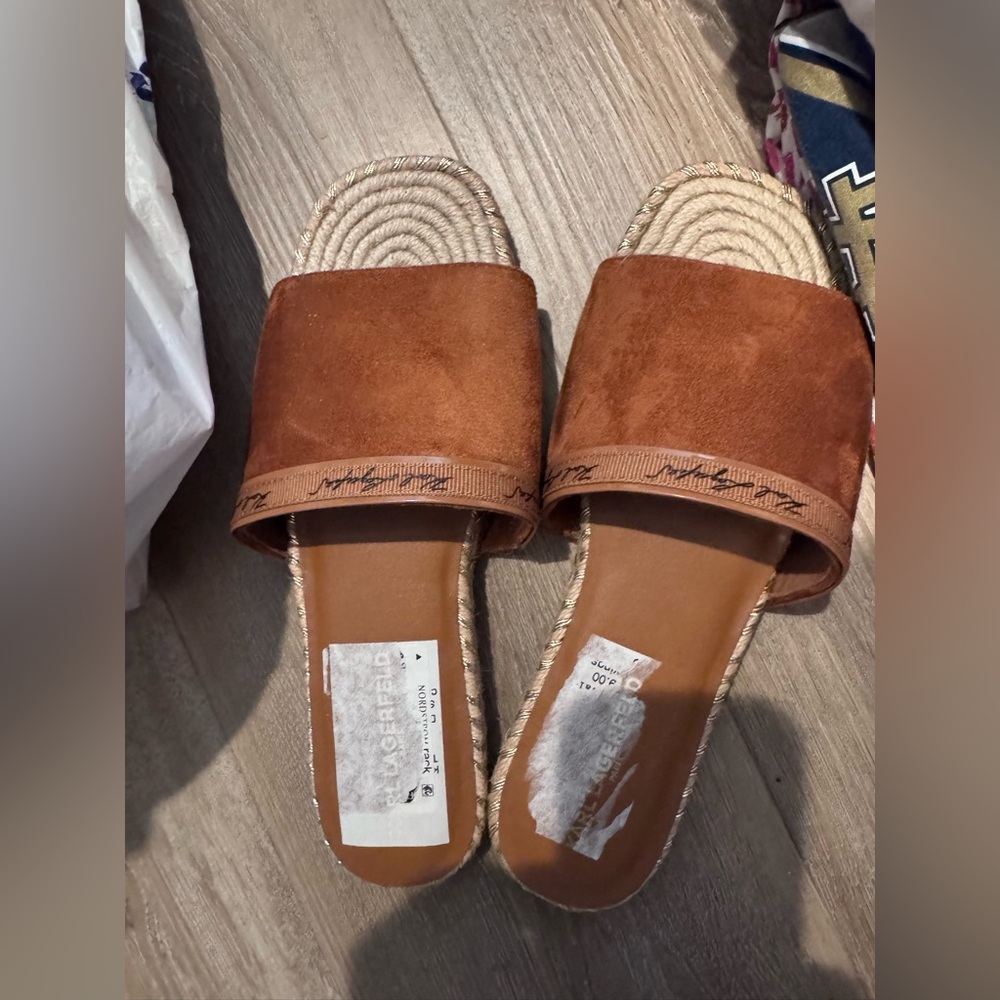 Women's Brown Suede Slide Mules Karl Lagerfeld